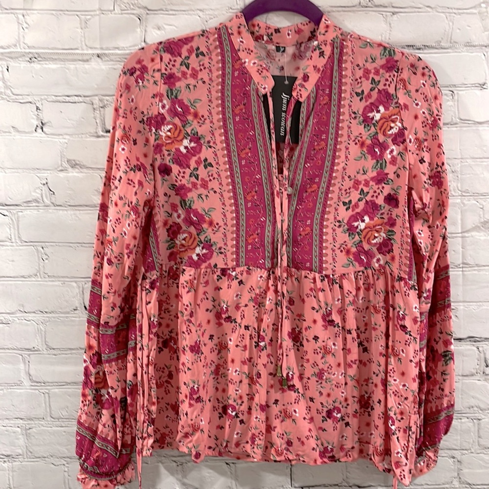 Babydoll small 💯 % cotton new with tags 3/4 button down 💗